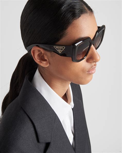 prada womens oversized plastic framed sunglasses|Prada sunglasses reflective.